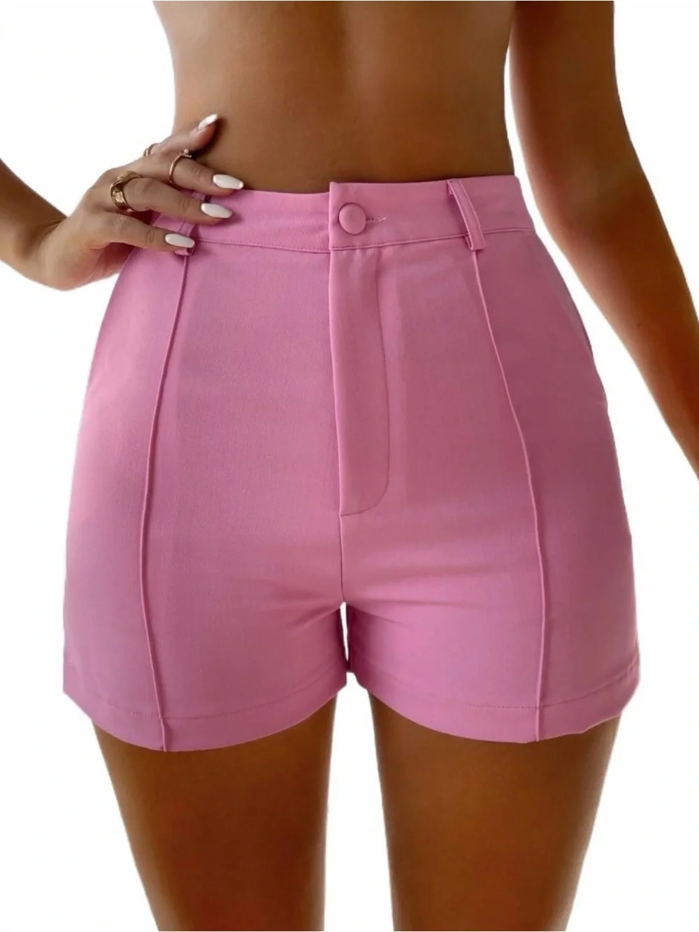 High-Waist Pink Women's Tailored Shorts